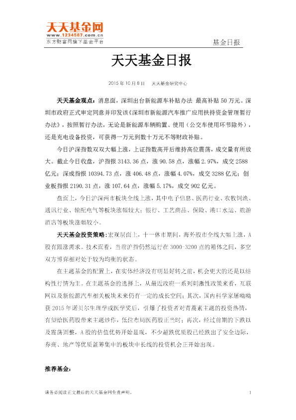 天天基金日报