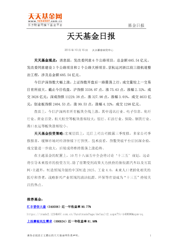 天天基金日报
