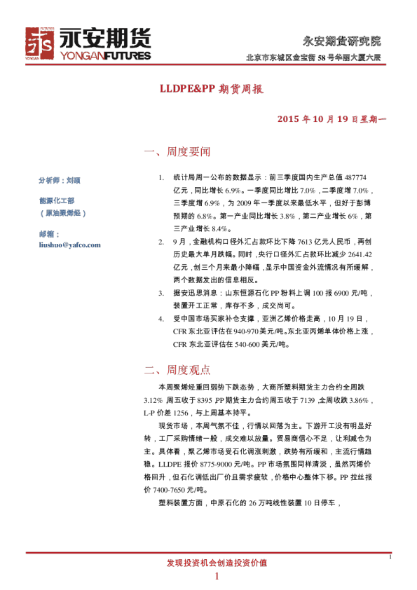 LLDPE&PP期货周报