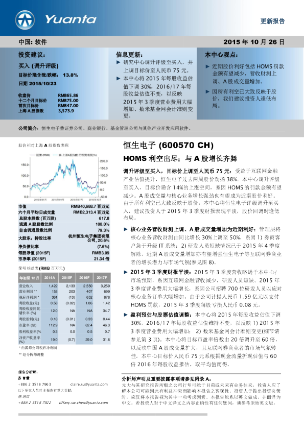 HOMS利空出尽；与A股增长齐舞