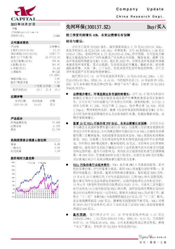 前三季度利润增长40%，未来业绩增长有保障