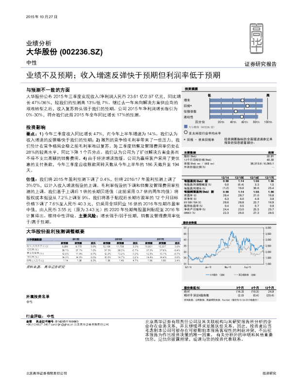 业绩不及预期；收入增速反弹快于预期但利润率低于预期