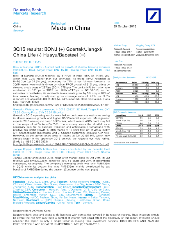 3q15-results-bonj-goertek-jiangxi-china-life-huayu-baosteel
