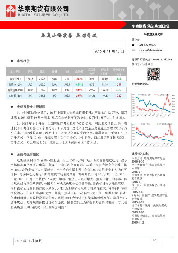 焦炭焦煤日报：焦炭小幅震荡 焦煤补跌