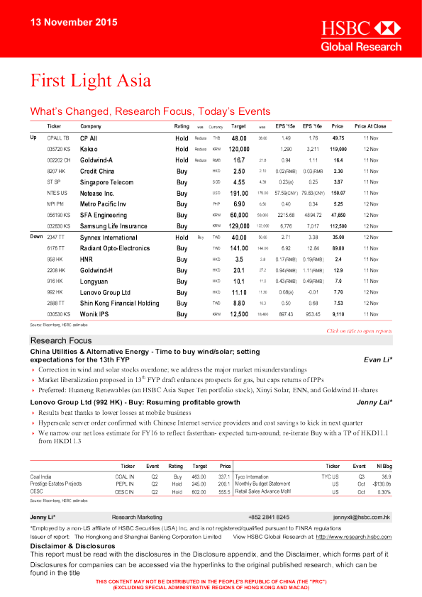 First Light Asia What’s Changed, Research Focus, Today’s Events
