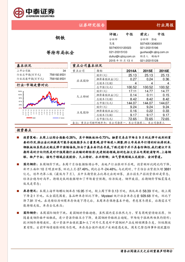 钢铁：等待布局机会