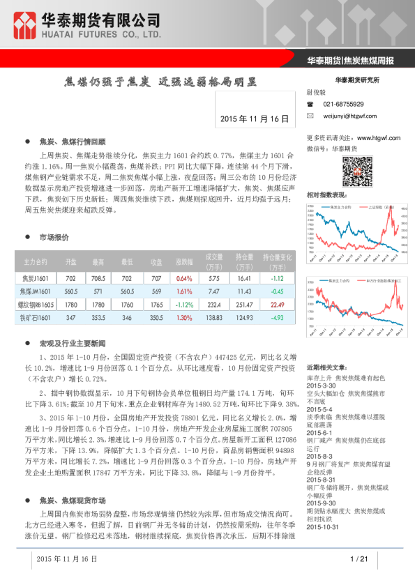 焦炭焦煤周报：焦煤仍强于焦炭 近强远弱格局明显