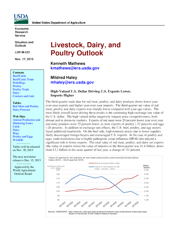 USDA Livestock, Dairy, and Poultry Outlook 2015.11.17.