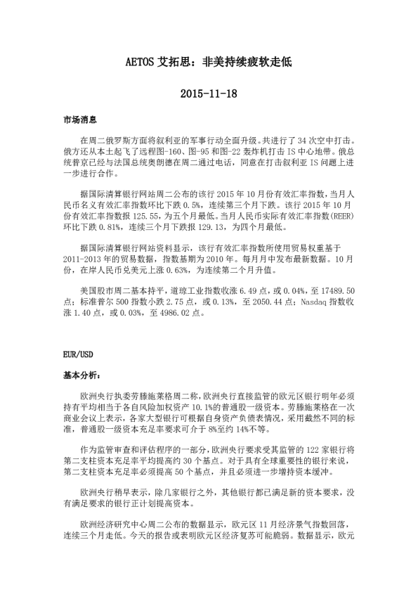 非美持续疲软走低