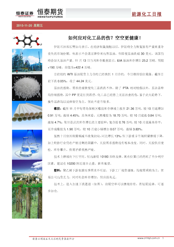 能源化工日报：如何应对化工品的伤？ 空空更健康！