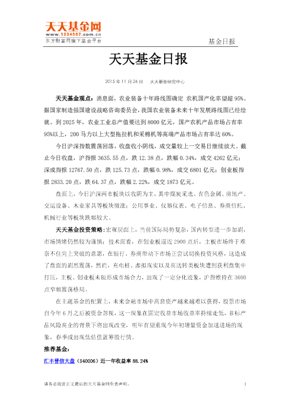 天天基金日报