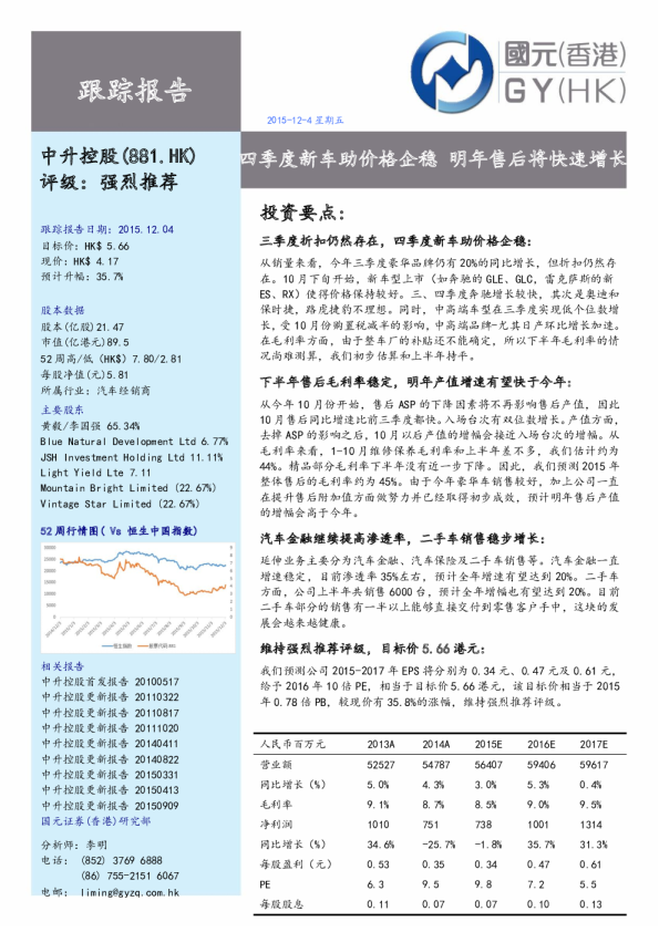 四季度新车助价格企稳 明年售后将快速增长