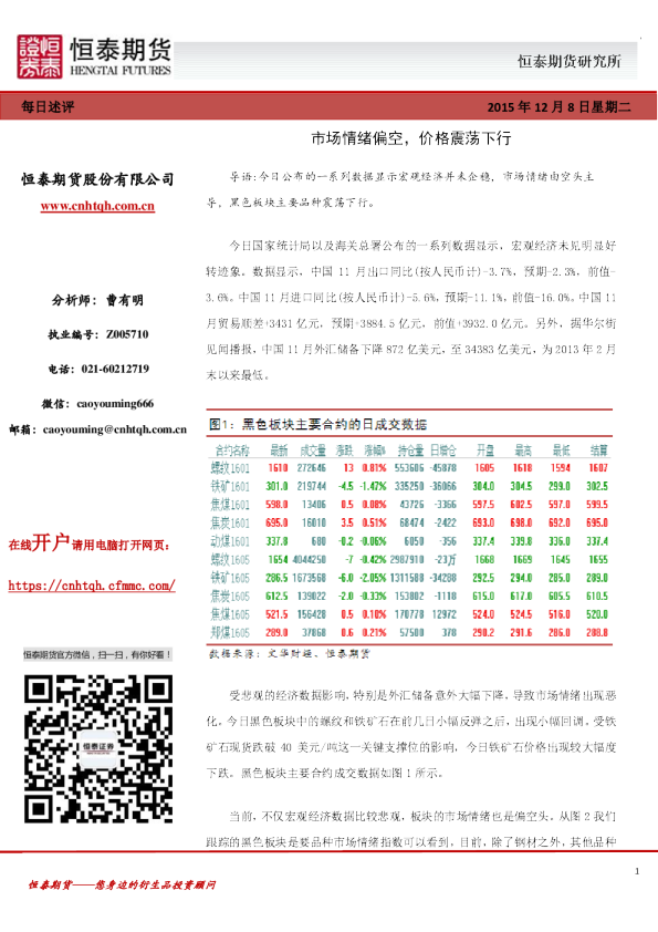 市场情绪偏空，价格震荡下行