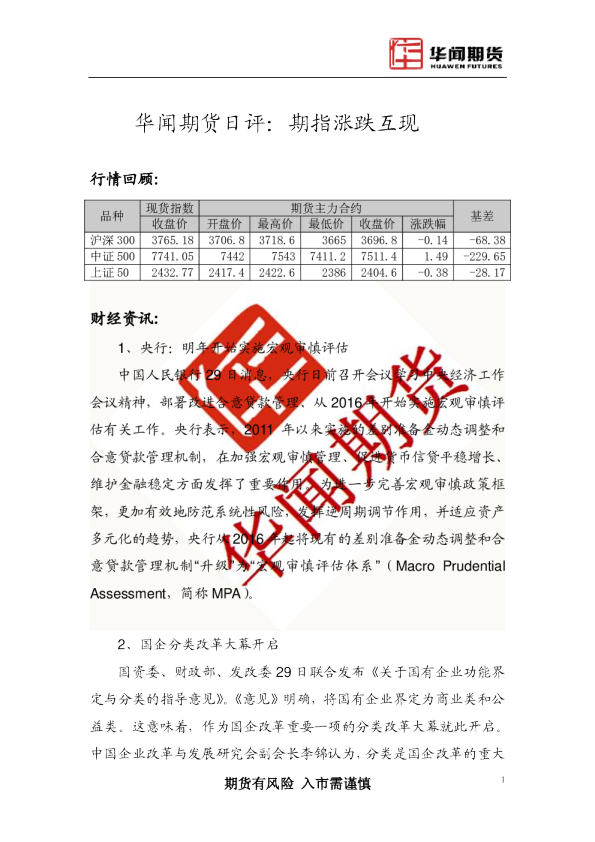 日评：期指涨跌互现