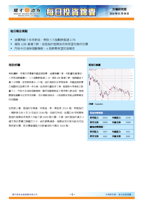 耀才证券每日投资锦囊