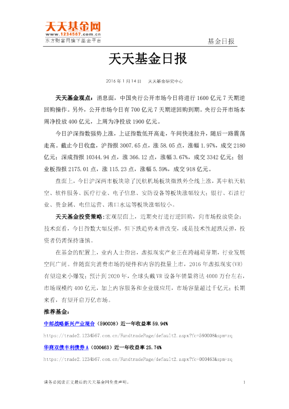 天天基金日报