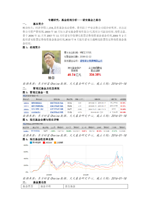 基金经理分析-诺安基金之杨谷
