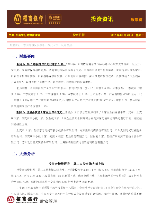 投资资讯股票篇：股市日报