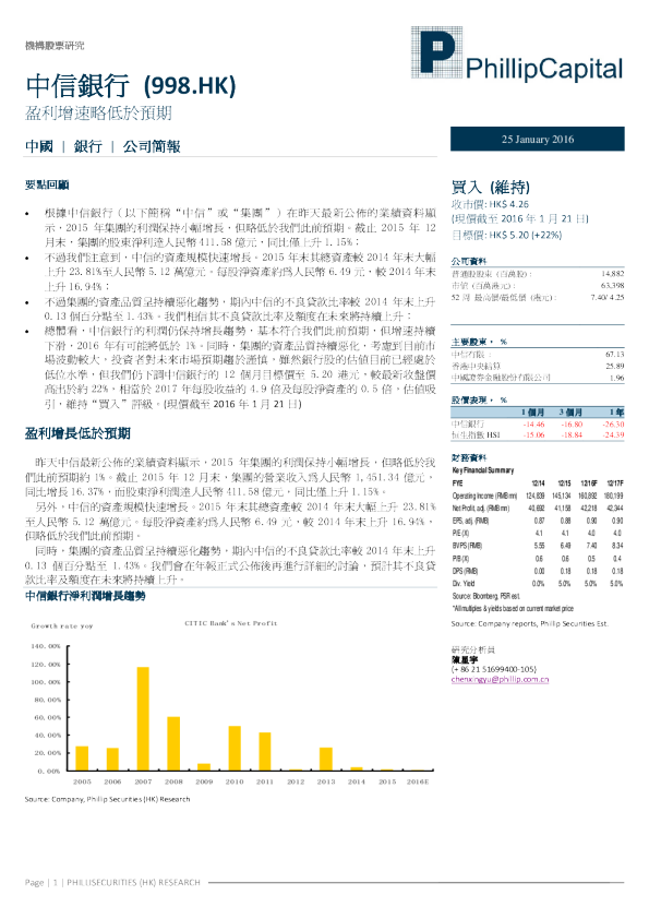 盈利增速略低于预期