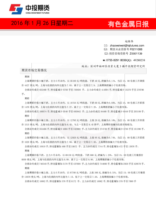 有色金属日报