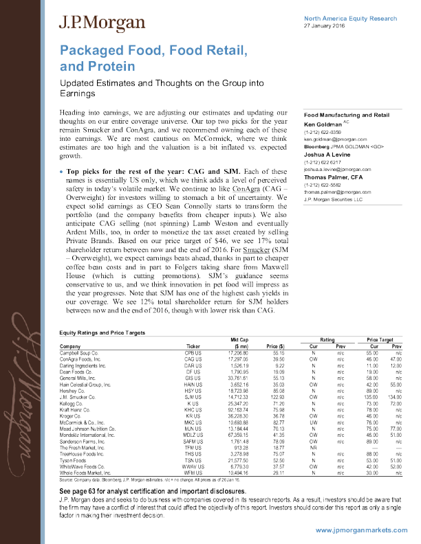 Packaged Food, Food Retail, and Protein