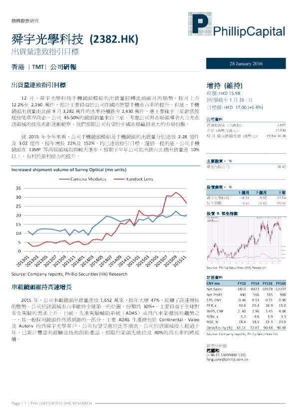 出货量达致指引目标