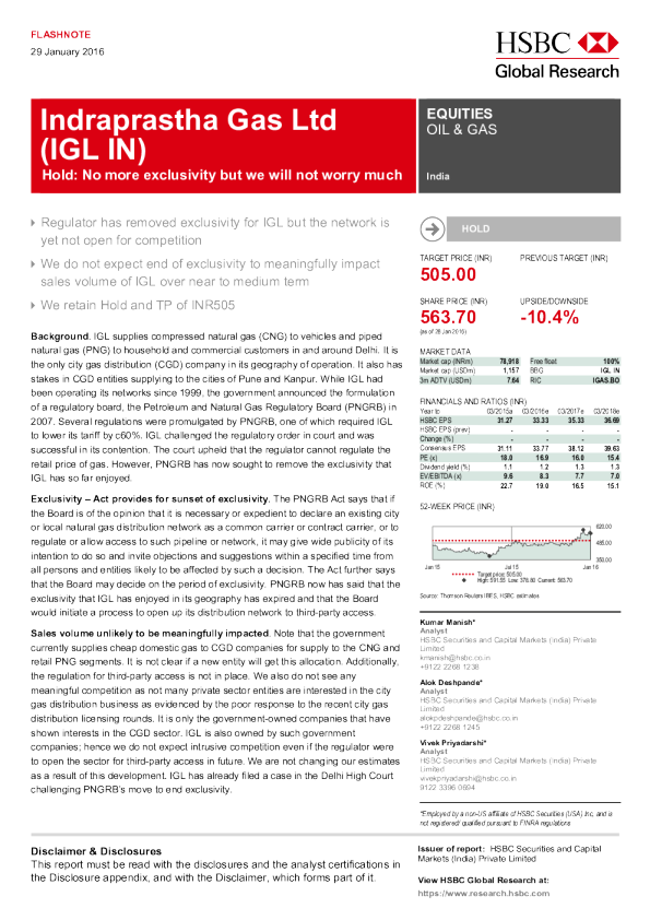 INDRAPRASTHA GAS LTD IGL IN