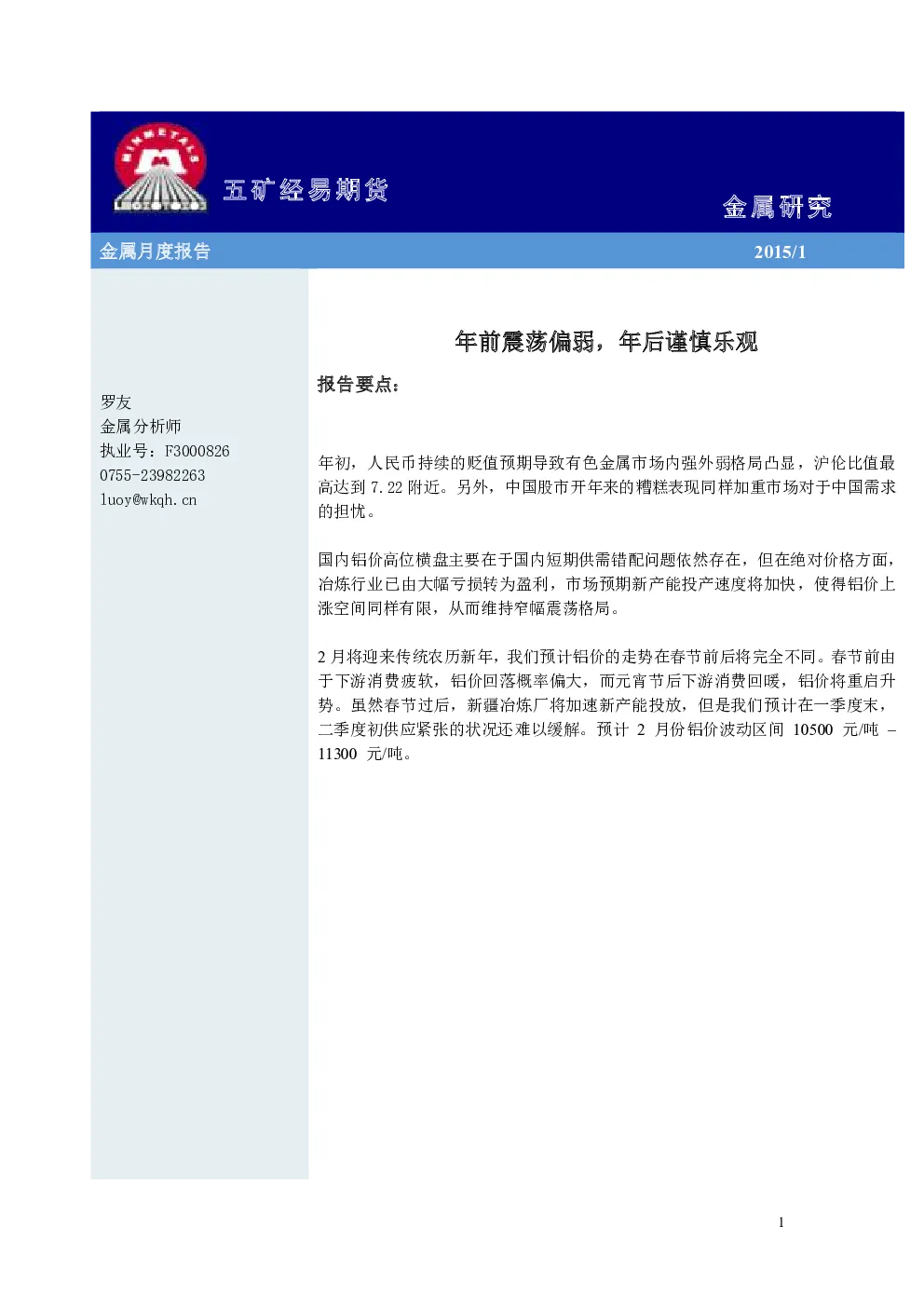 报告封面