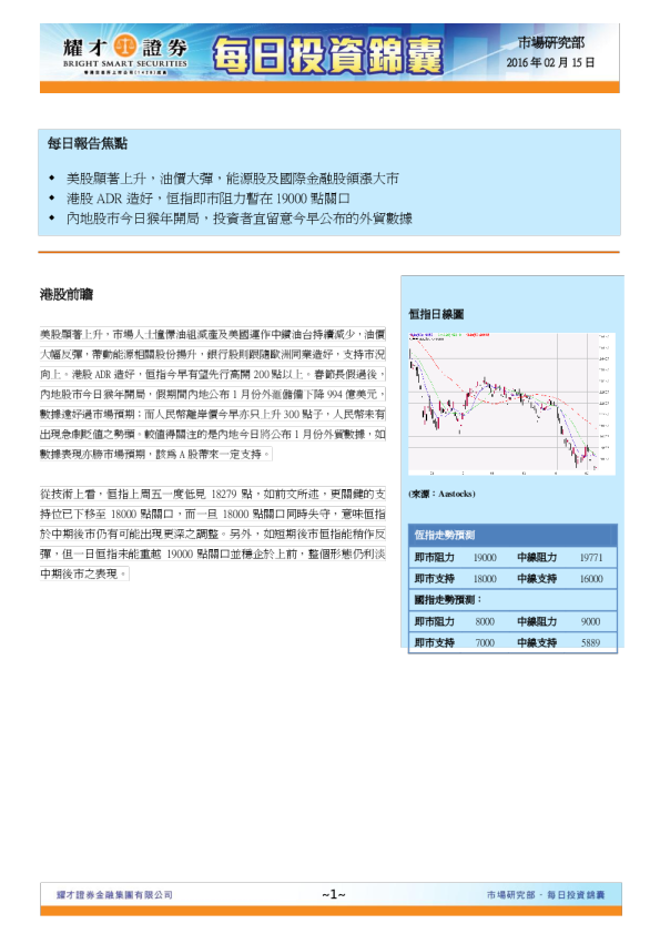 耀才证券每日投资锦囊