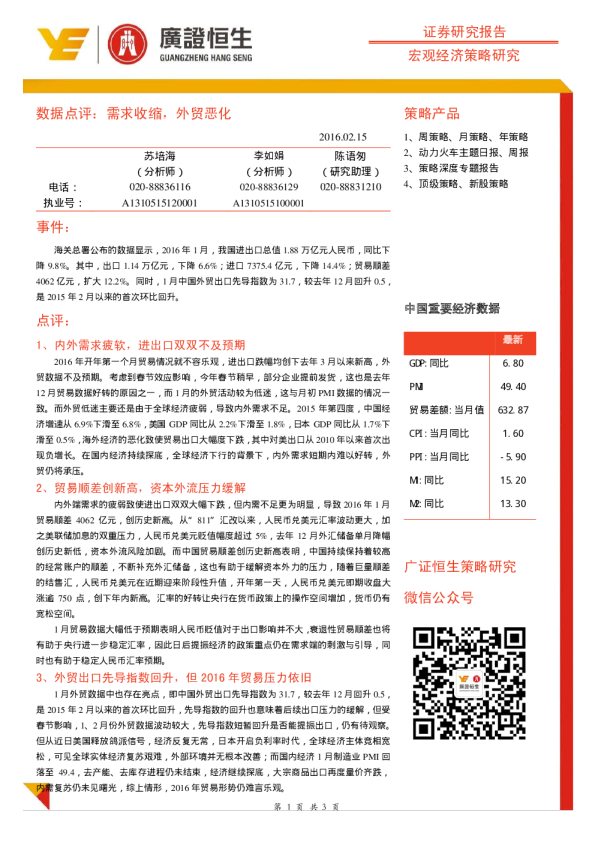 数据点评：需求收缩，外贸恶化