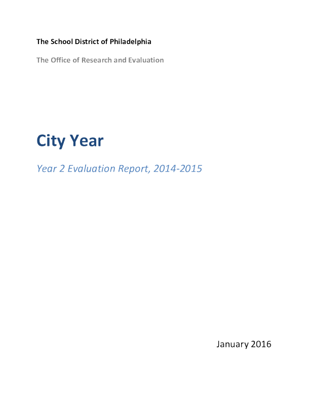 City Year - Year 2 Evaluation Report, 2014-2015