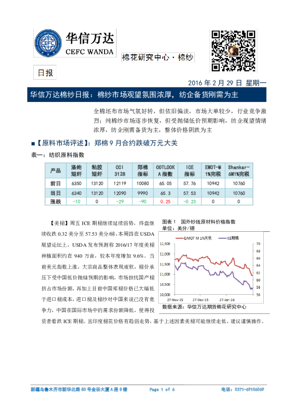 棉纱日报：棉纱市场观望氛围浓厚，纺企备货刚需为主