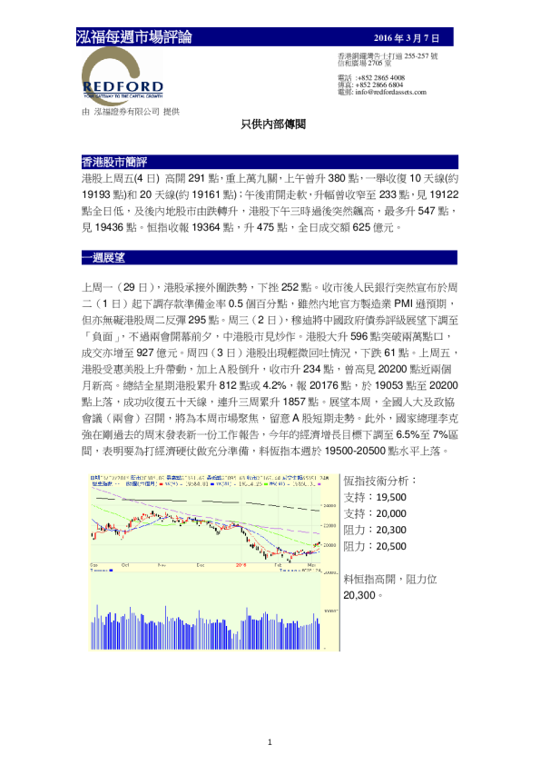 泓福证券每周市场评论