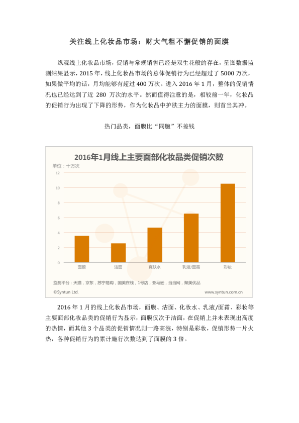 财大气粗不懈促销的面膜
