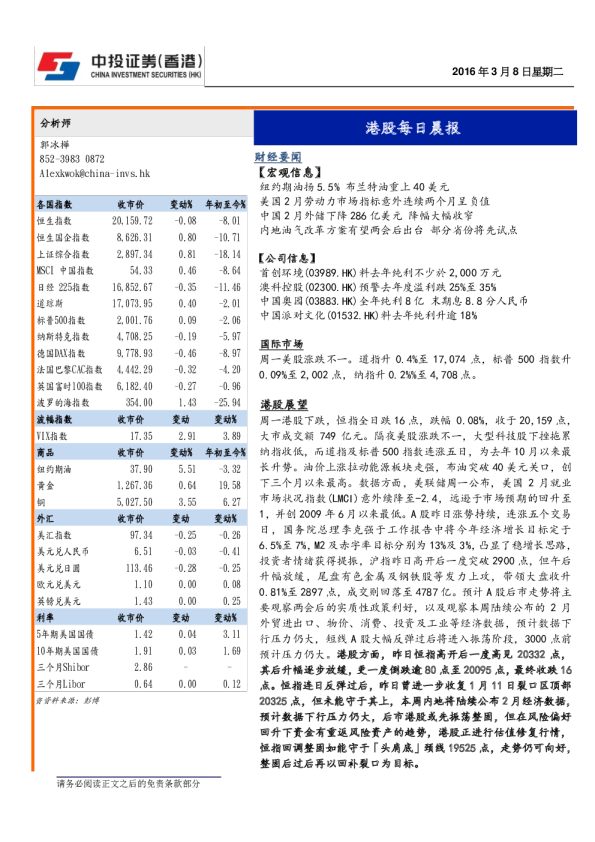 港股每日晨报