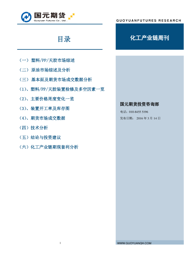 化工产业链周刊
