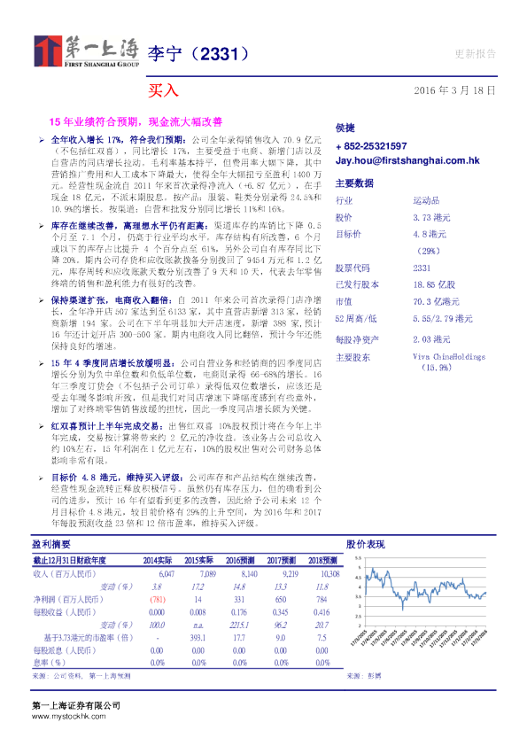 15年业绩符合预期，现金流大幅改善