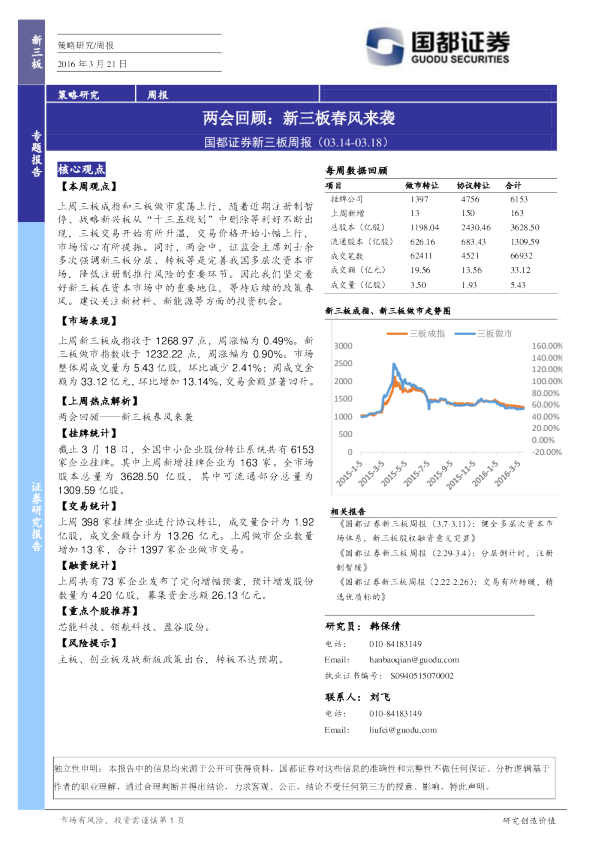 新三板周报：两会回顾：新三板春风来袭