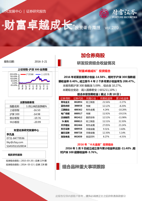 “财富卓越成长”投资组合周报