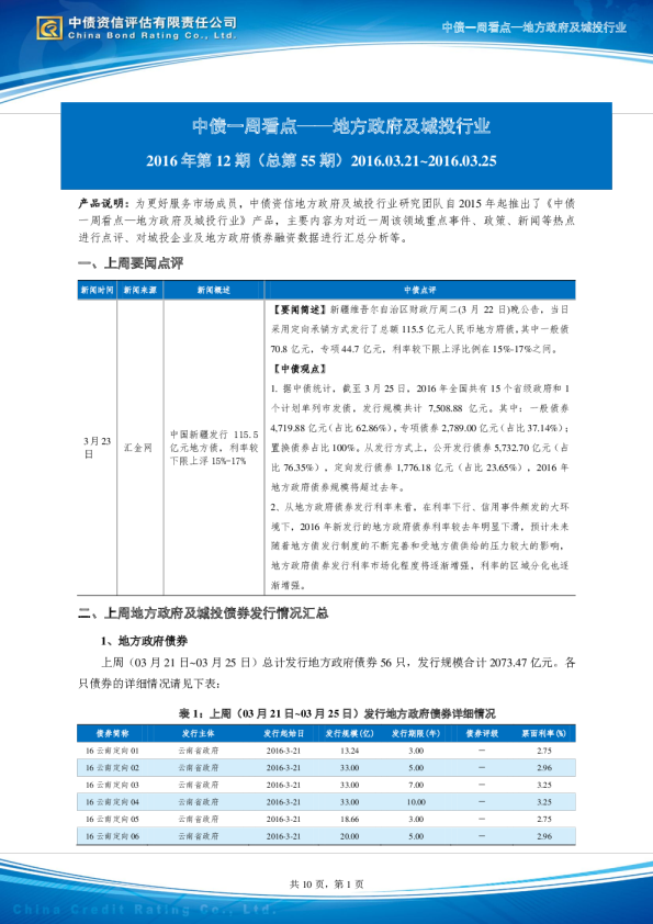 地方政府及城投行业