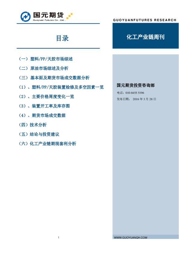 化工产业链周刊