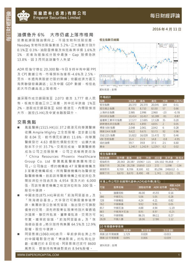 英皇证券每日财经评论