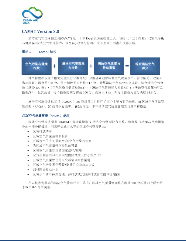 清洁空气管理评估工具（CAMAT）3.0版
