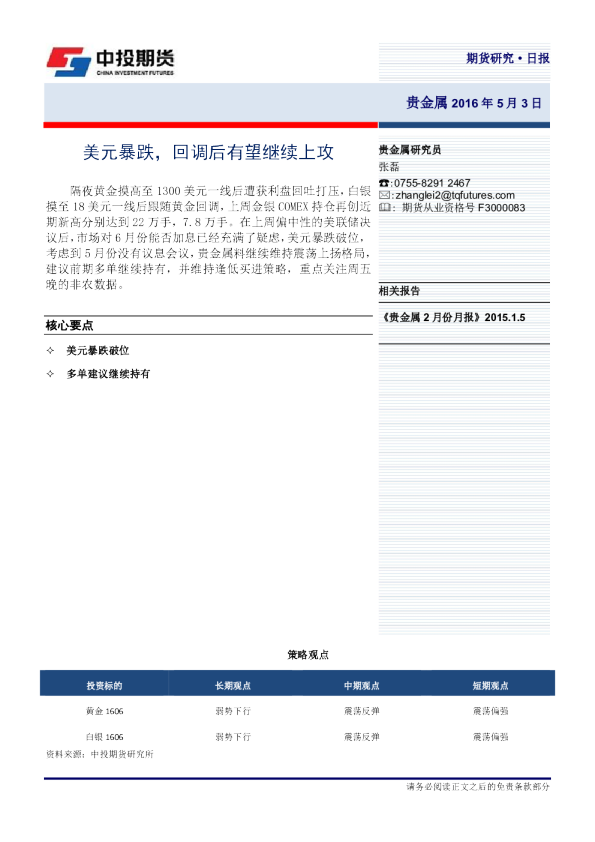 贵金属日报