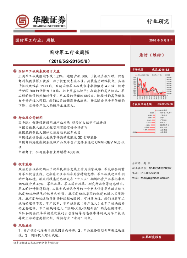 国防军工行业：周报（201652~201658）