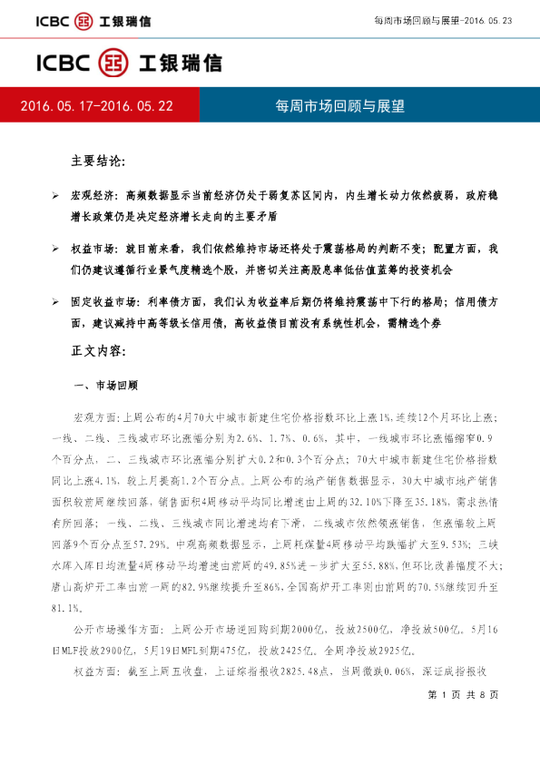 每周市场回顾与展望