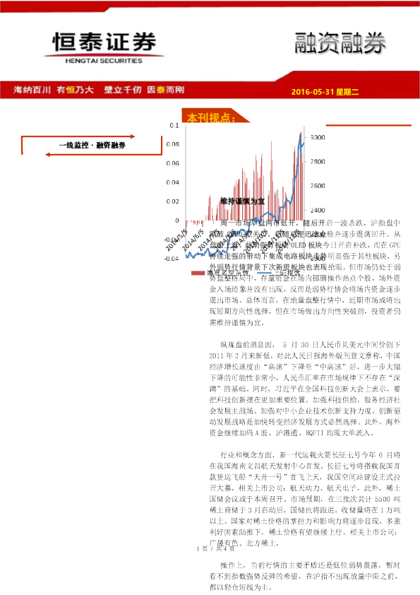 融资融券：维持谨慎为宜