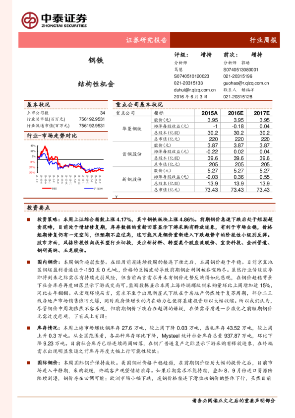 钢铁行业周报：结构性机会