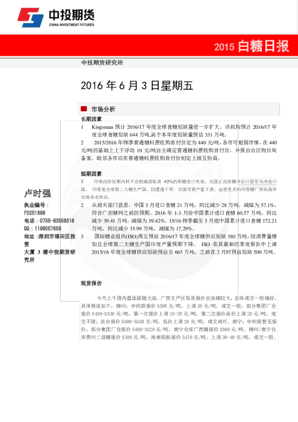 白糖日报