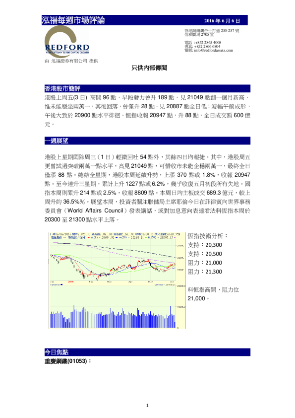 泓福每周市场评论